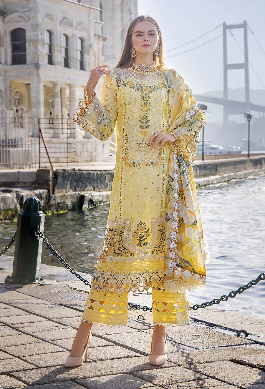 ADNAN LIBAS LUXURY CHIKANKARI EMBROIDERED LAWN - 3 PC UNSTITCHED