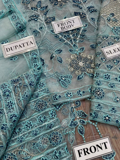 AKBER ASLAM LUXURY WEDDING EMBROIDERED NET MAXI - 3 PC UNSTITCHED