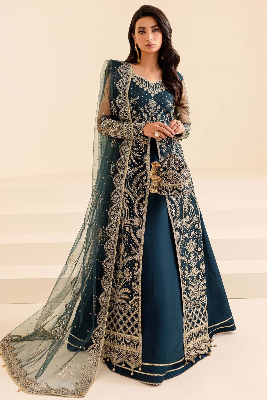FARASHA LUXURY EMBROIDERED NET - 3 PC UNSTITCHED