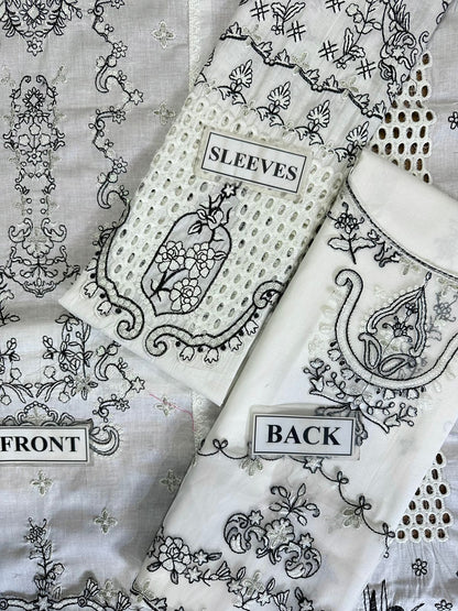 QALAMKAR LUXURY CHIKANKARI EMBROIDERED LAWN - 3 PC UNSTITCHED