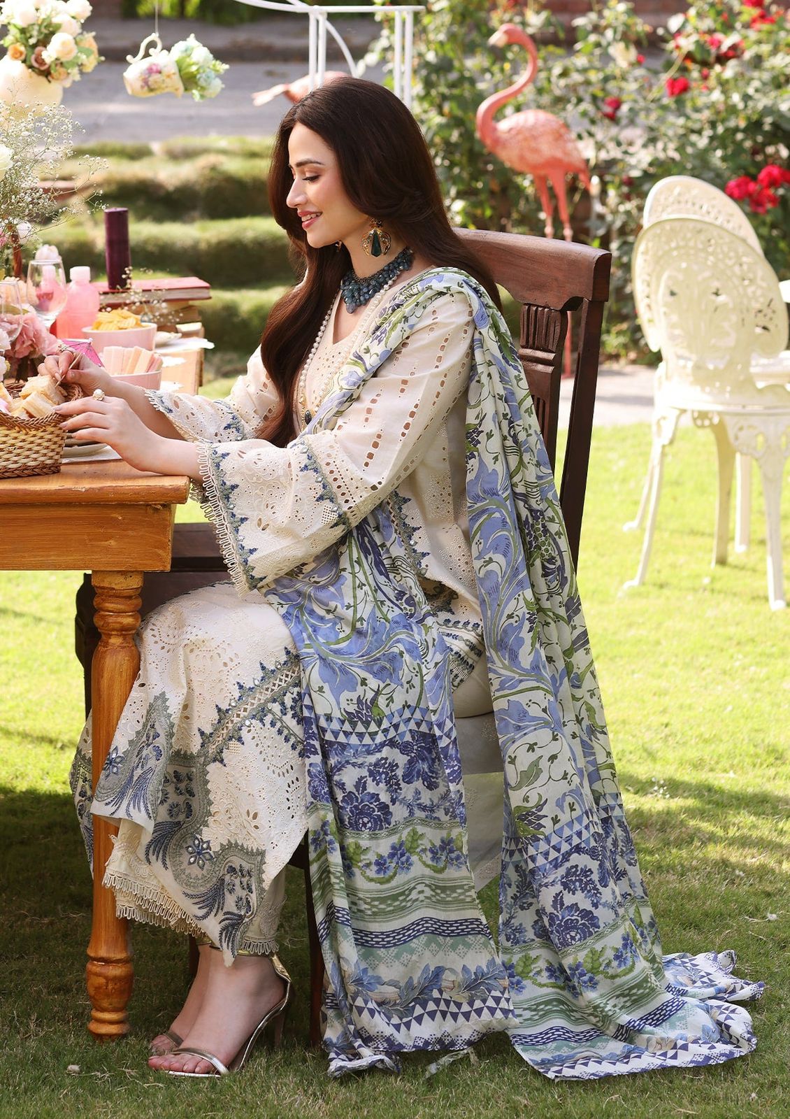 ELAF LUXURY CHIKANKARI EMBROIDERED LAWN - 3 PC UNSTITCHED