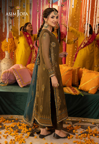 ASIM JOFA LUXURY FORMALS WEDDING EMBROIDERED SEMI PURE CHIFFON - 3 PC UNSTITCHED