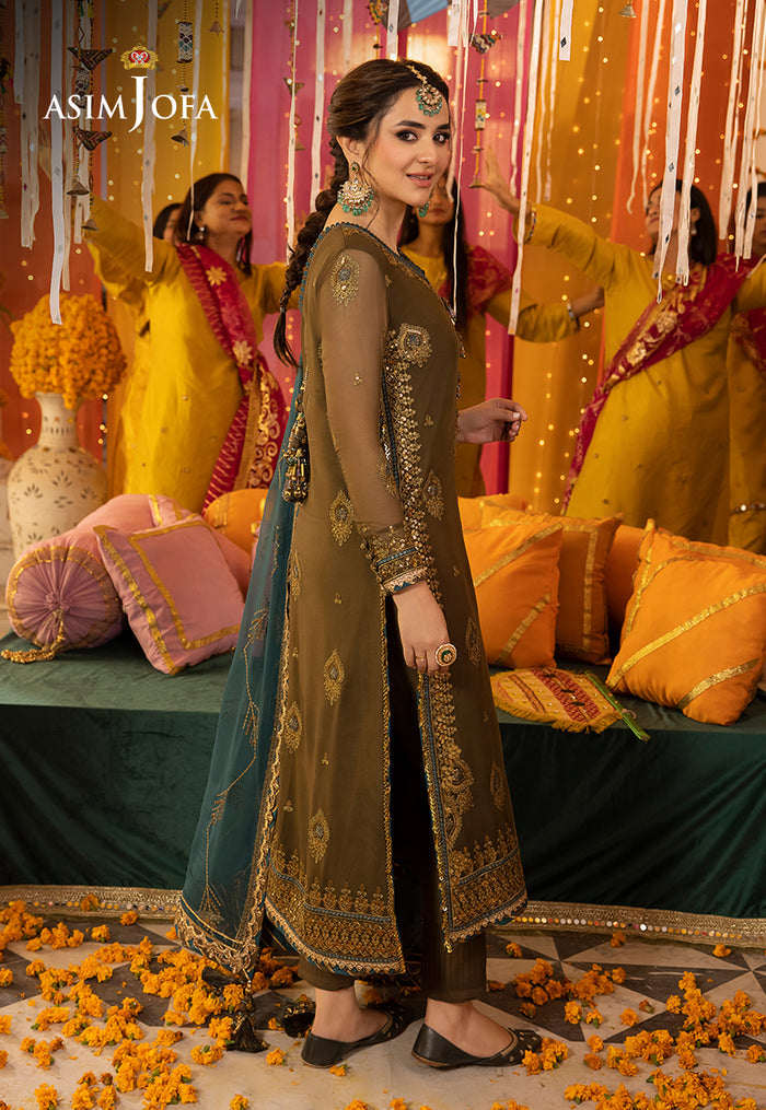 ASIM JOFA LUXURY FORMALS WEDDING EMBROIDERED SEMI PURE CHIFFON - 3 PC UNSTITCHED