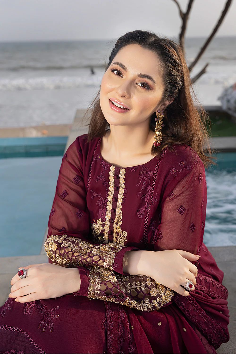 AZURE LUXURY EMBROIDERED CHIFFON - 3 PC UNSTITCHED