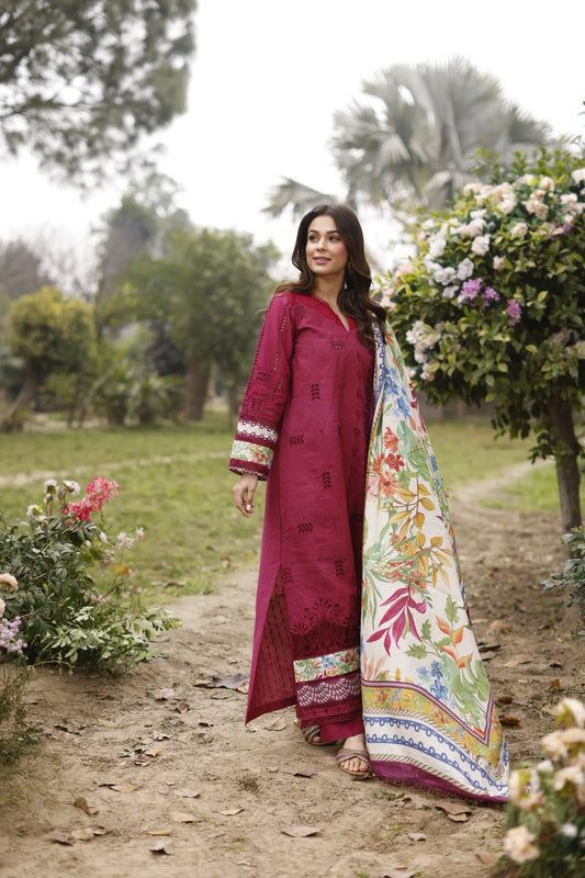 MANARA LUXURY CHIKANKARI EMBROIDERED LAWN - 3 PC UNSTITCHED