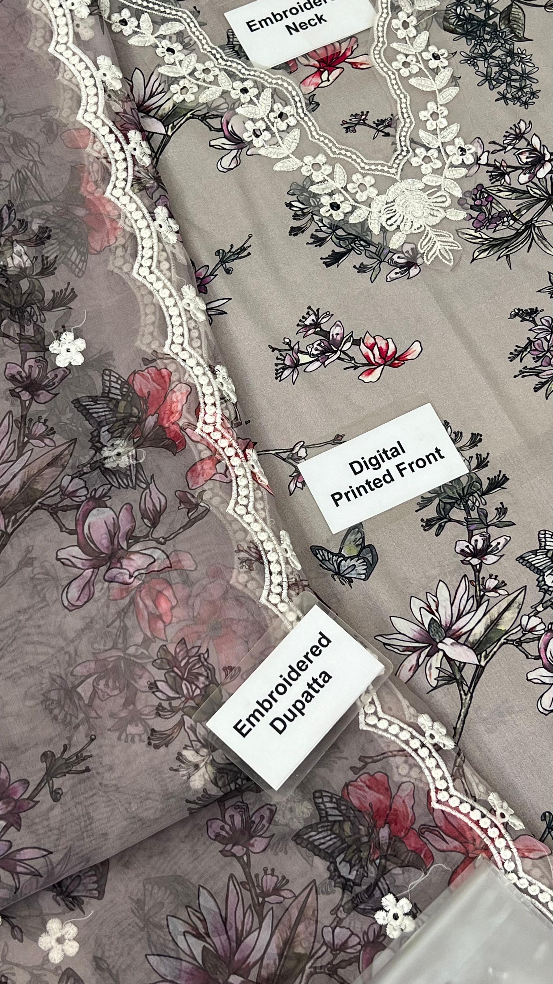 CROSS STITCH LUXURY PRINTED EMBROIDERED LAWN - 3 PC UNSTITCHED