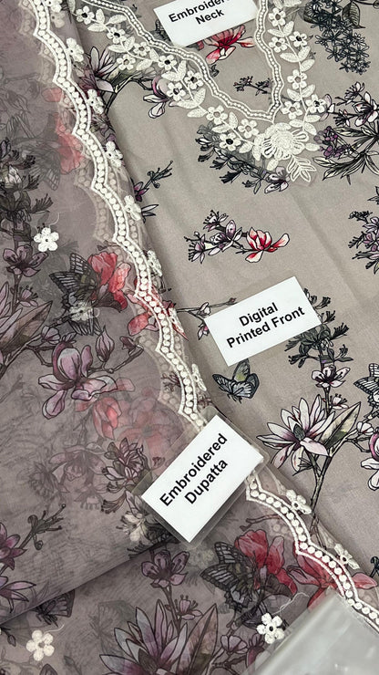 CROSS STITCH LUXURY PRINTED EMBROIDERED LAWN - 3 PC UNSTITCHED