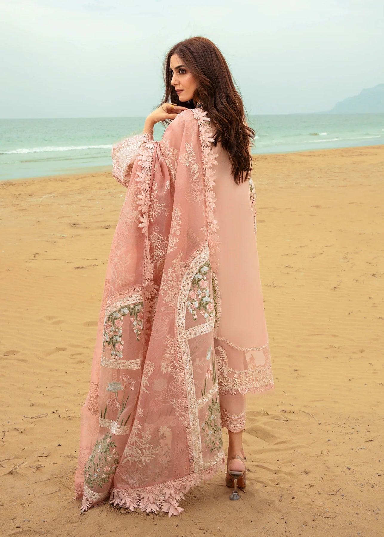 CRIMSON LUXURY CHIKANKARI EMBROIDERED LAWN - 3 PC UNSTITCHED