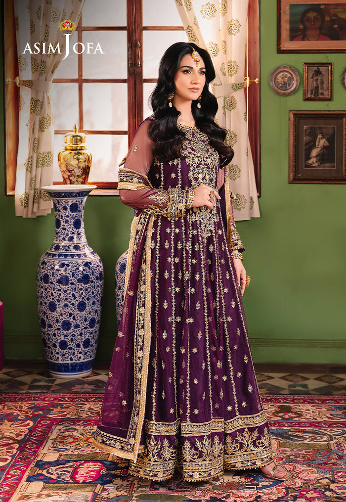 ASIM JOFA LUXURY WEDDING EMBROIDERED NET FROK - 3 PC UNSTITCHED
