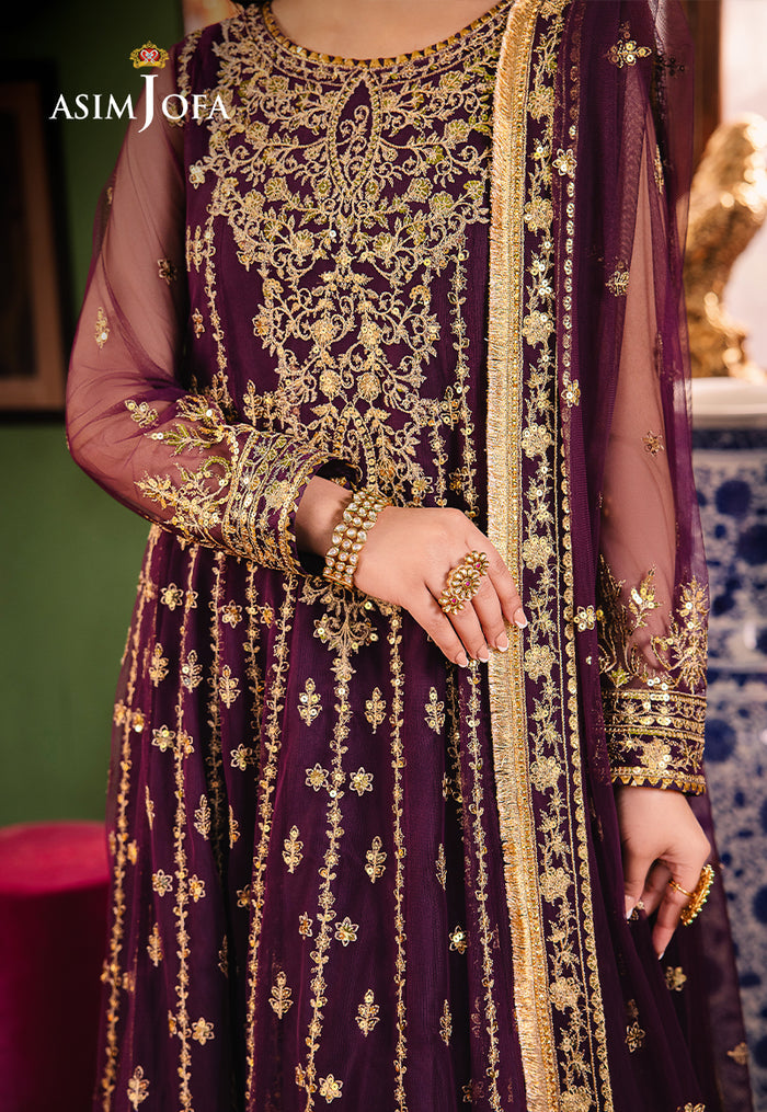 ASIM JOFA LUXURY WEDDING EMBROIDERED NET FROK - 3 PC UNSTITCHED