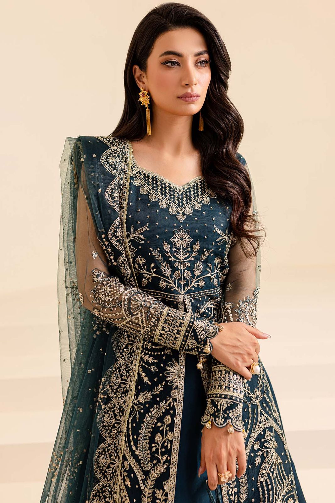 FARASHA LUXURY EMBROIDERED NET - 3 PC UNSTITCHED