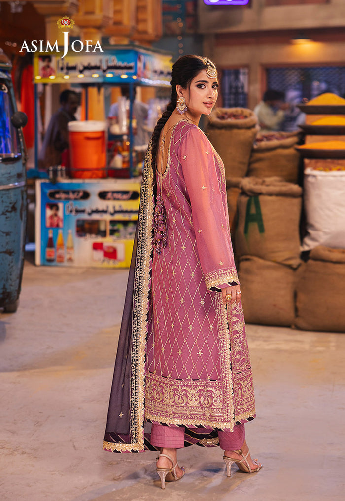 ASIM JOFA LUXURY WEDDING EMBROIDERED SEMI PURE CHIFFON - 3 PC UNSTITCHED