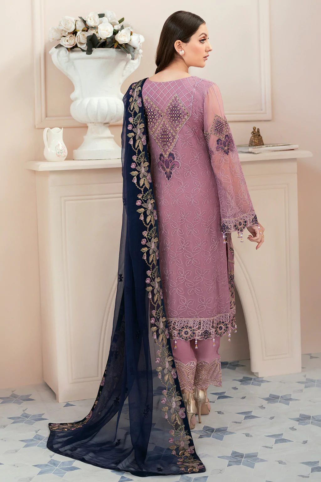 RAMSHA LUXURY EMBROIDERED ORGANZA - 3 PC UNSTITCHED