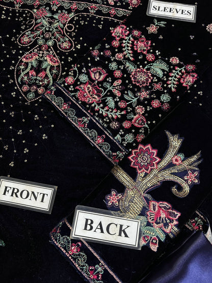 JAZMINE EMBROIDERED VELVET FORMALS - 3 PC UNSTITCHED