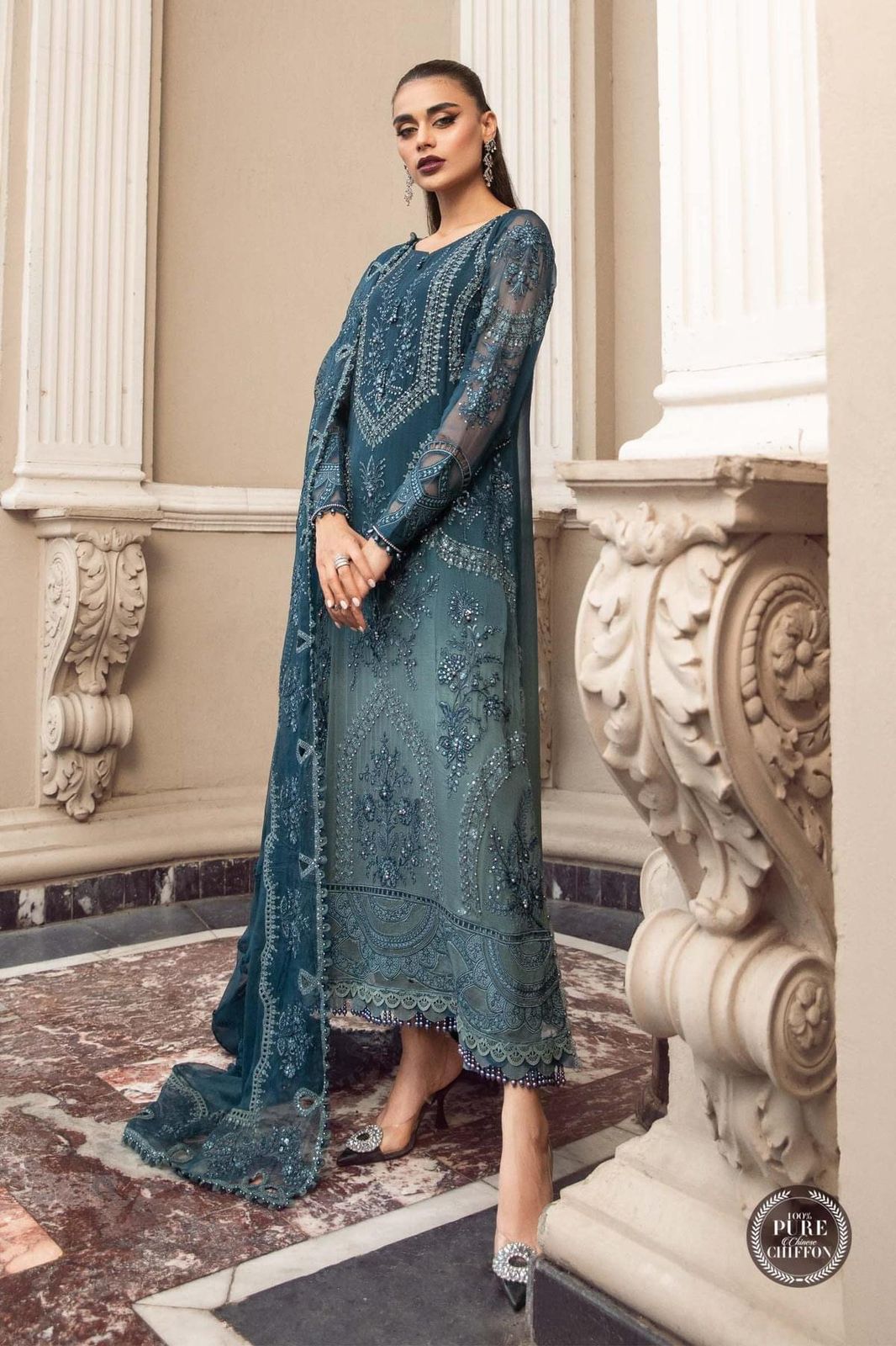 MARIA B LUXURY WEDDING EMBROIDERED CHIFFON - 3 PC UNSTITCHED