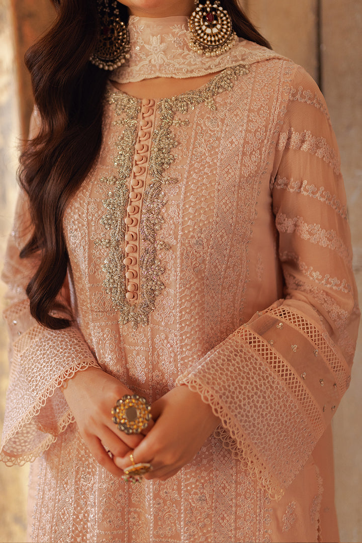 AZURE LUXURY WEDDING EMBROIDERED SEMI PURE CHIFFON - 3 PC UNSTITCHED