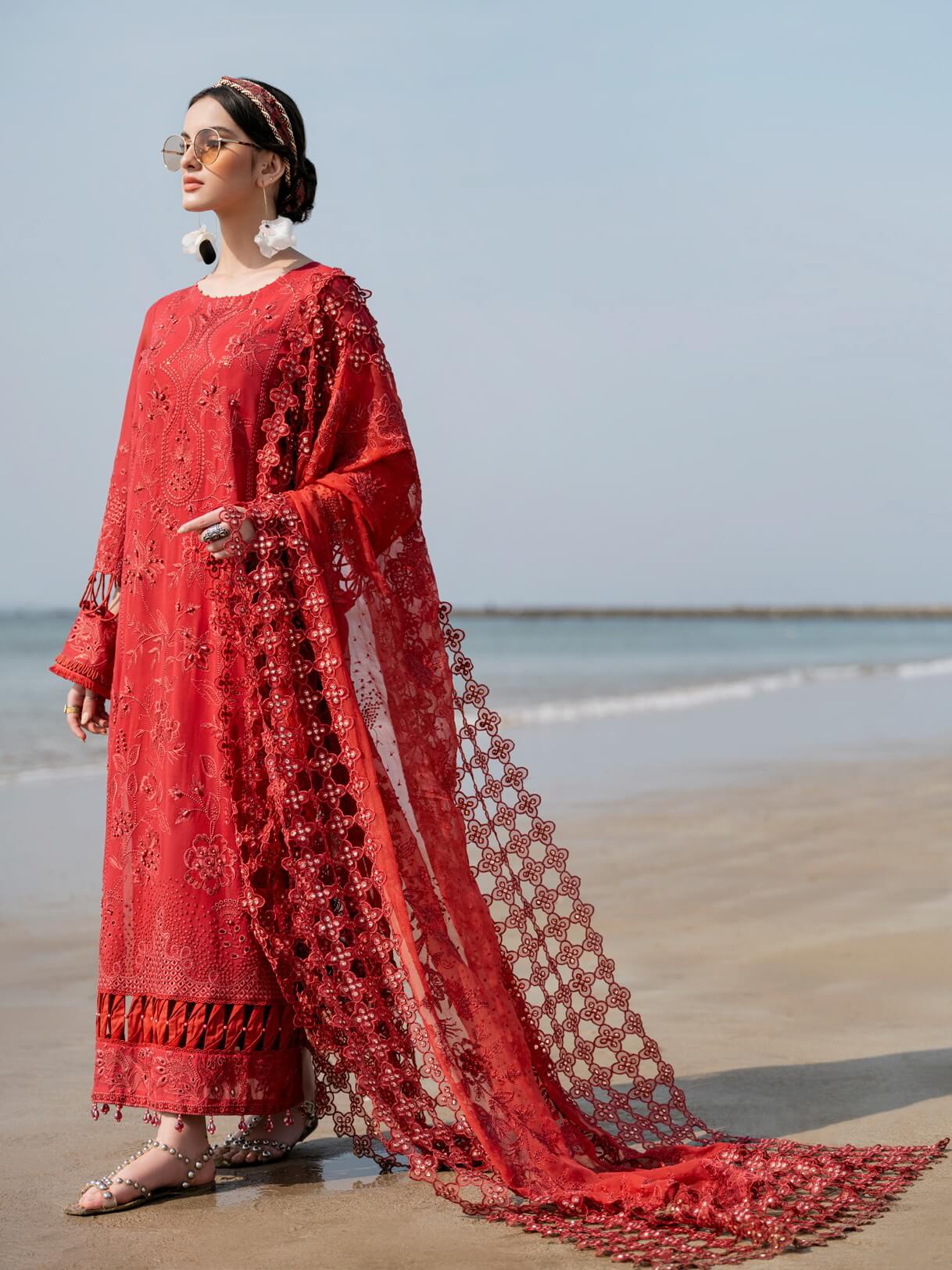 NUREH LUXURY CHIKANKARI EMBROIDERED LAWN - 3 PC UNSTITCHED