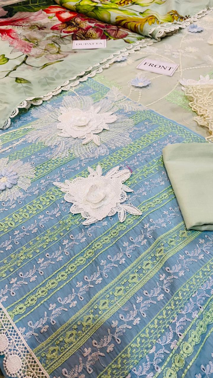 MUSHQ LUXURY CHIKANKARI EMBROIDERED LAWN - 3 PC UNSTITCHED