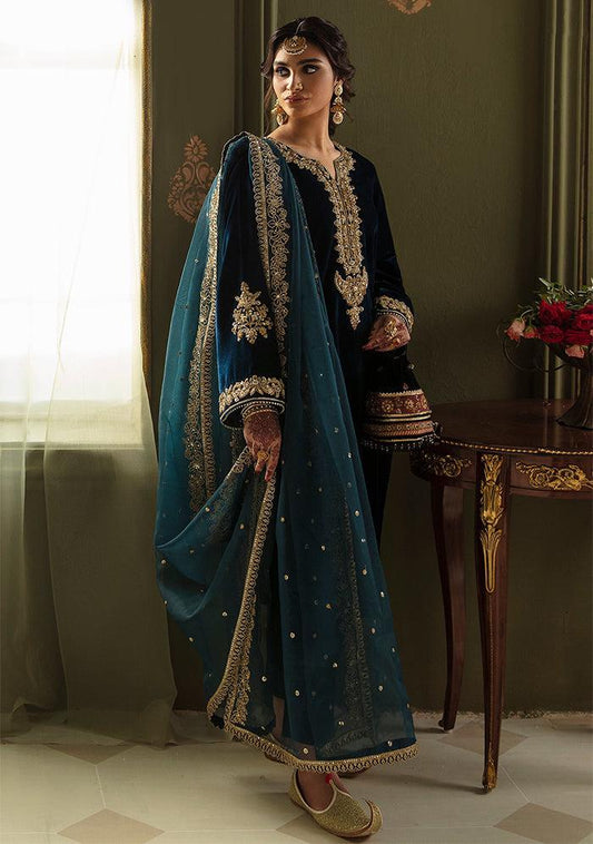 BAROUQUE LUXURY WEDDING EMBROIDERED VELVET - 3 PC UNSTITCHED
