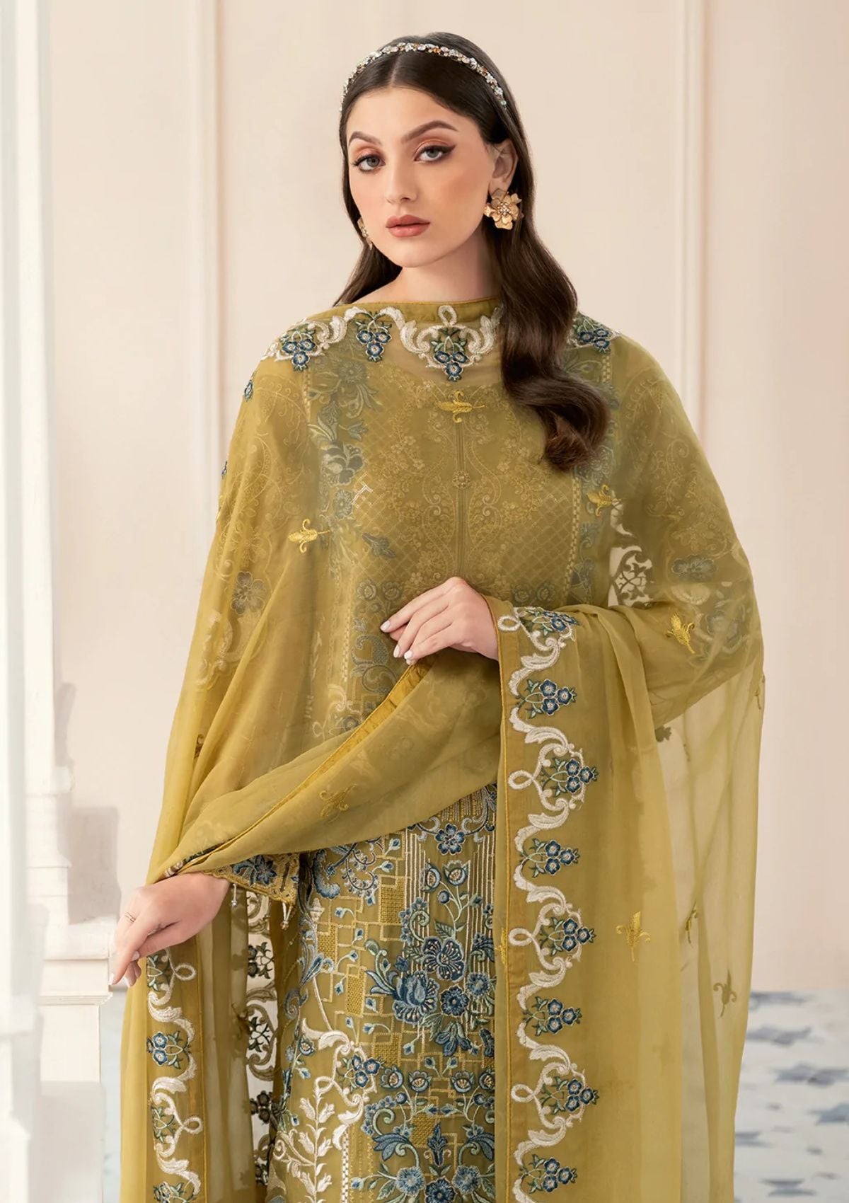 RAMSHA LUXURY WEDDING EMBROIDERED ORGANZA - 3 PC UNSTITCHED