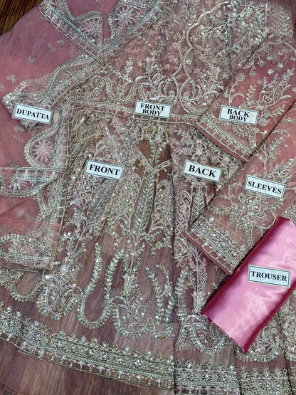 GULAAL LUXURY WEDDING EMBROIDERED NET MAXI - 3 PC UNSTITCHED