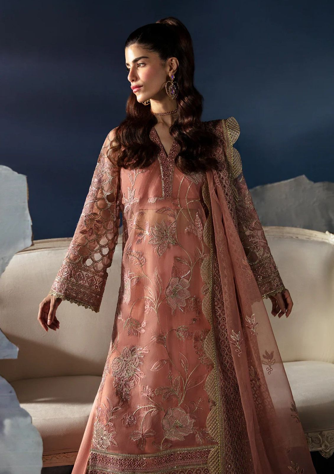 AFROZEH LUXURY WEDDING EMBROIDERED ORGANZA - 3 PC UNSTITCHED
