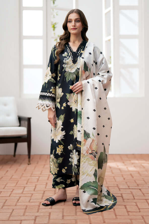 BAROQUE LUXURY EMBROIDERED SWISS LAWN - 3 PC UNSTITCHED