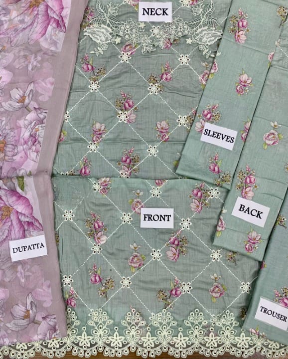 IZNIK LUXURY CHIKANKARI EMBROIDERED LAWN - 3 PC UNSTITCHED
