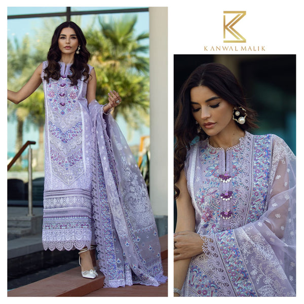 KANWAL MALIK LUXURY CHIKANKARI EMBROIDERED LAWN - 3 PC UNSTITCHED
