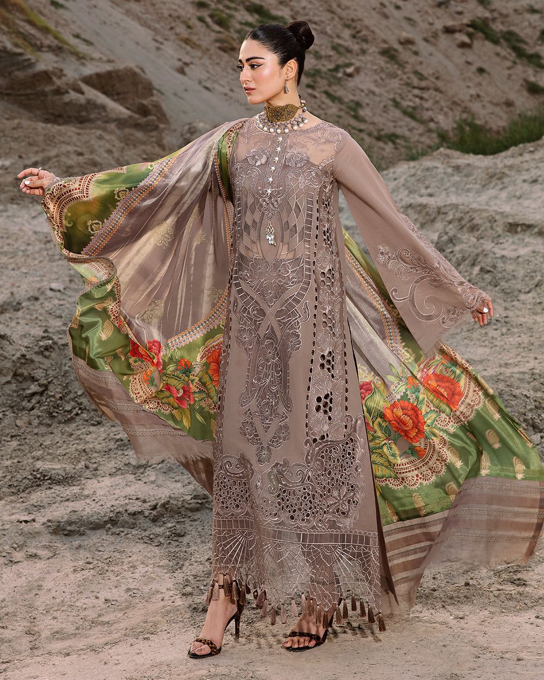 BIN ILYAS LUXURY FESTIVE CHIKANKARI EMBROIDERED LAWN - 3 PC UNSTITCHED