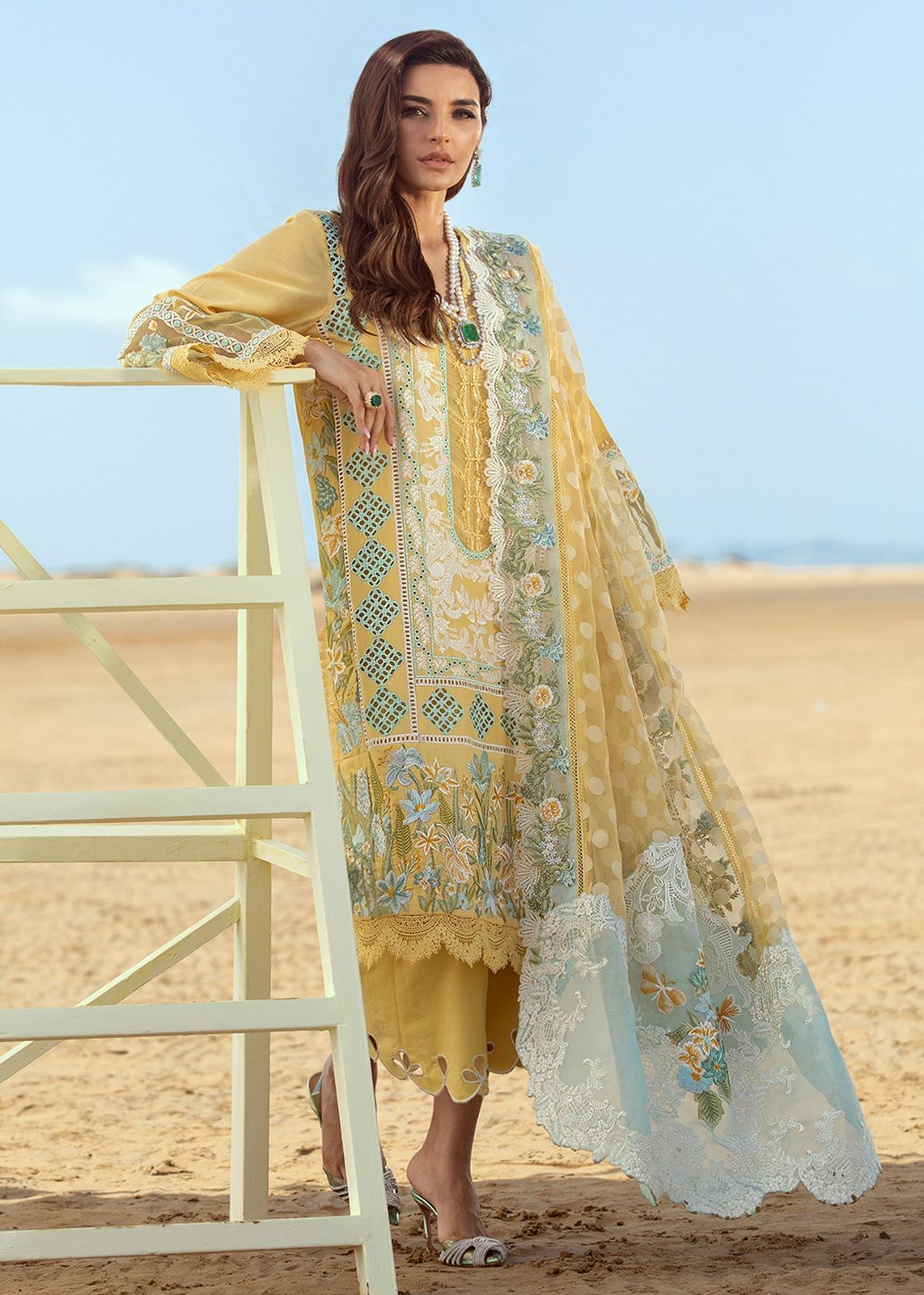CRIMSON LUXURY CHIKANKARI EMBROIDERED LAWN - 3 PC UNSTITCHED