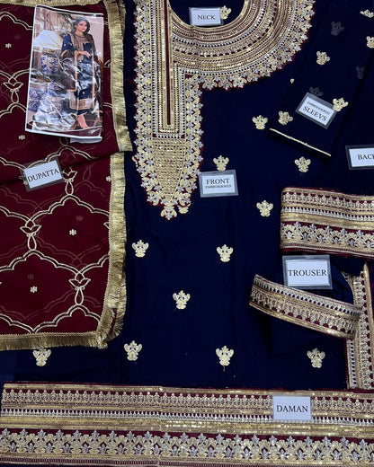 ASIM JOFA LUXURY EMBROIDERED CHIFFON - 3 PC UNSTITCHED