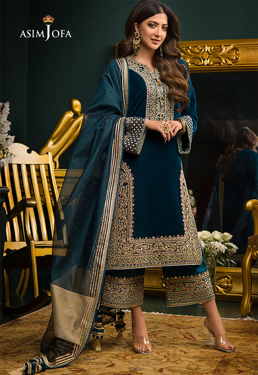 ASIM JOFA LUXURY WEDDING EMBROIDERED CHIFFON - 3 PC UNSTITCHED