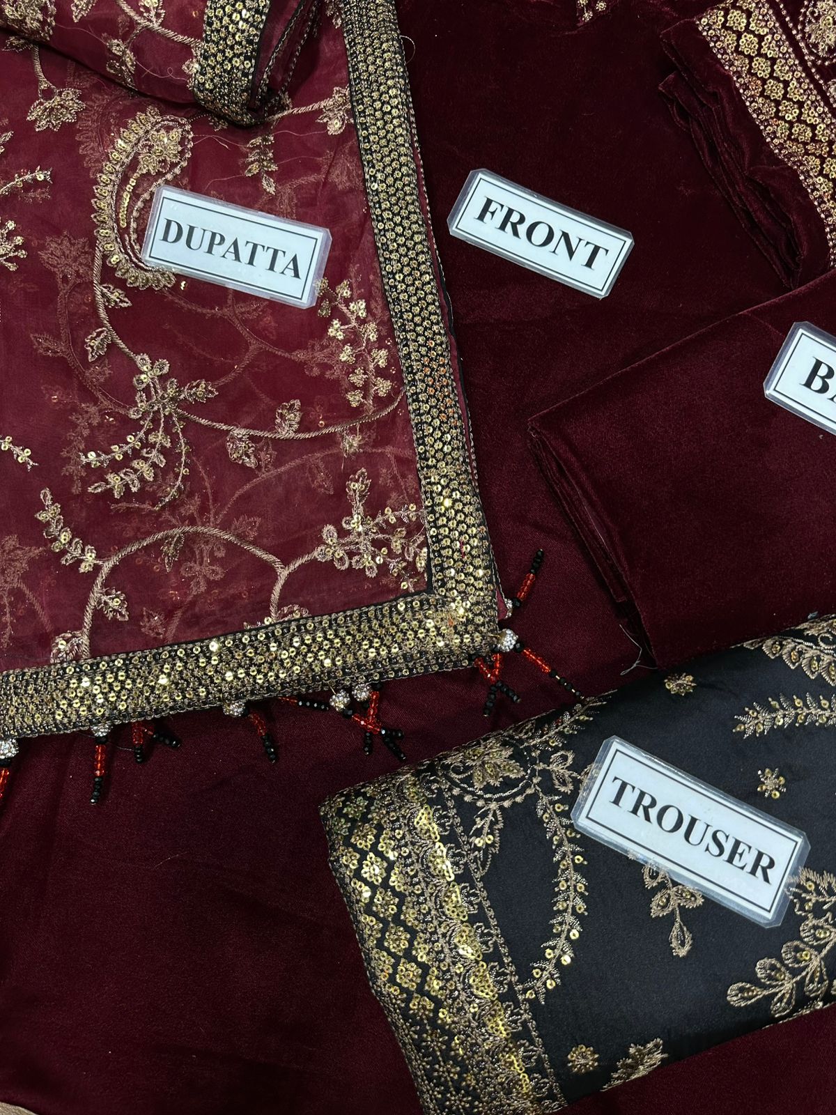 JAZMINE LUXURY WEDDING EMBROIDERED VELVET - 3 PC UNSTITCHED