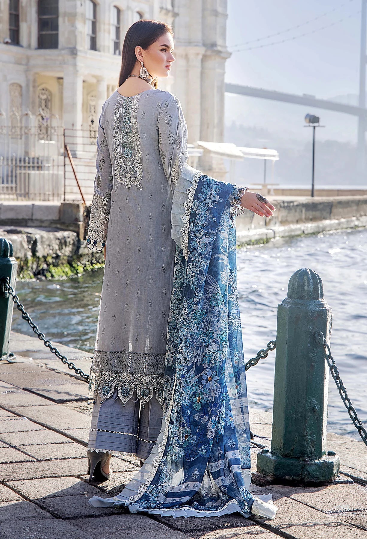 ADNAN LIBAS LUXURY CHIKANKARI EMBROIDERED LAWN - 3 PC UNSTITCHED