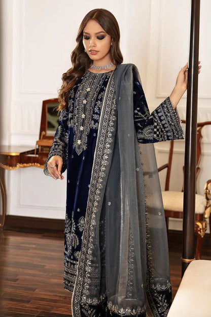 BAROQUE EMBROIDERED VELVET FORMALS - 3 PC UNSTITCHED