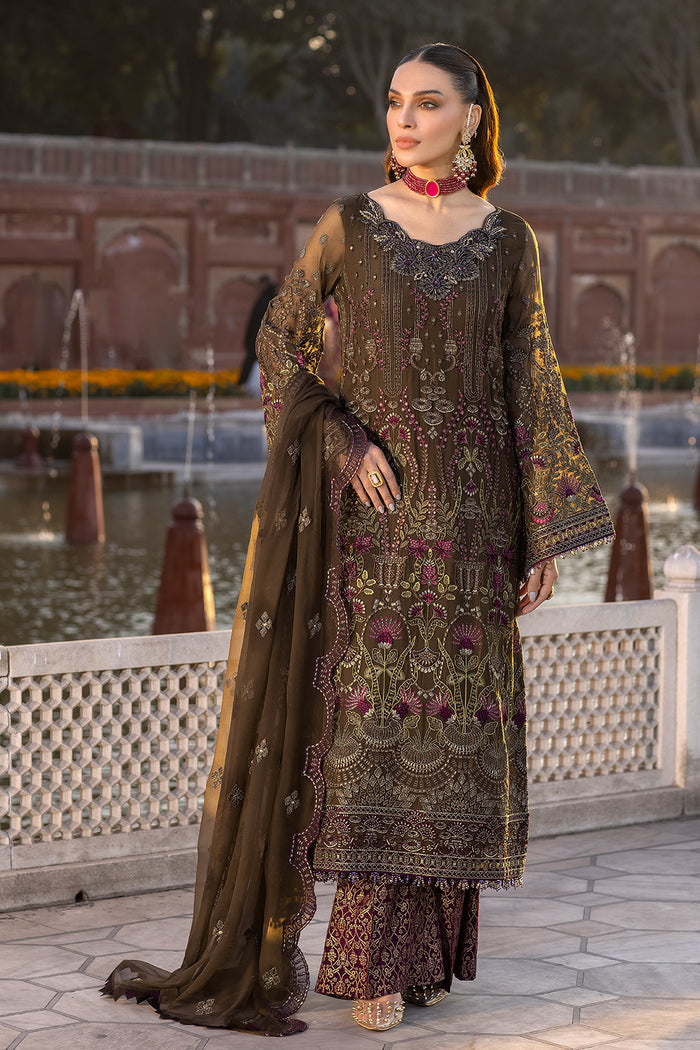SAFEERA LUXURY WEDDING EMBROIDERED PURE CHIFFON - 3 PC UNSTITCHED