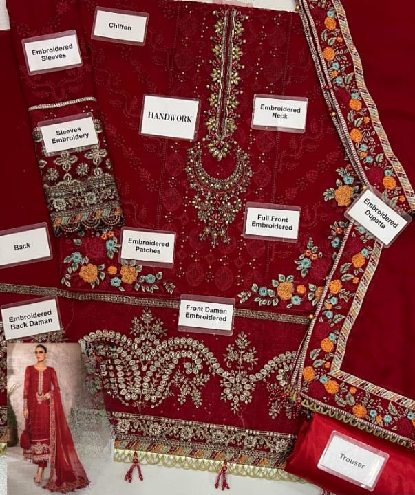 MARIA B LUXURY EMBROIDERED CHIFFON - 3 PC UNSTITCHED