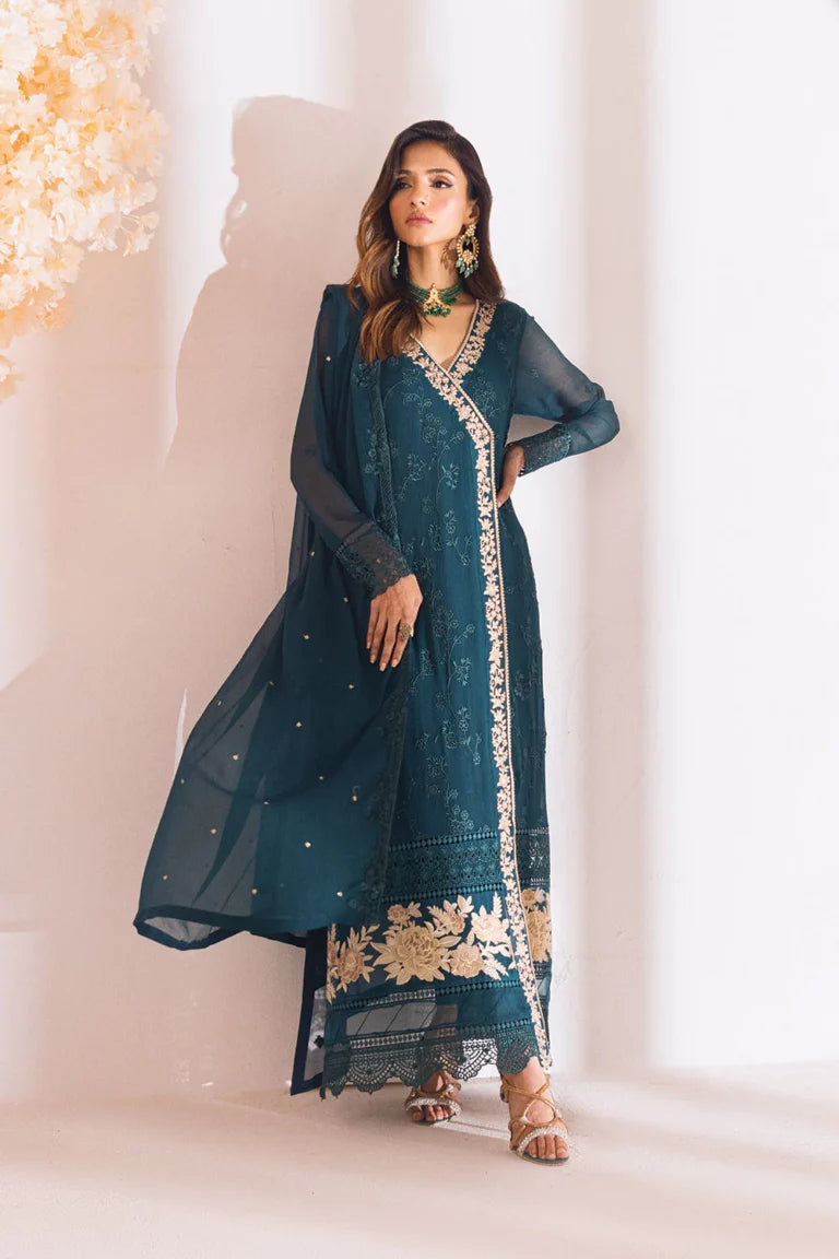 AZURE LUXURY EMBROIDERED CHIFFON - 3 PC UNSTITCHED