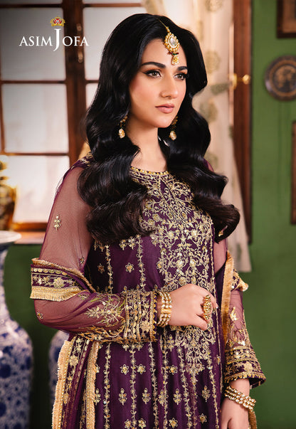 ASIM JOFA LUXURY WEDDING EMBROIDERED NET FROK - 3 PC UNSTITCHED