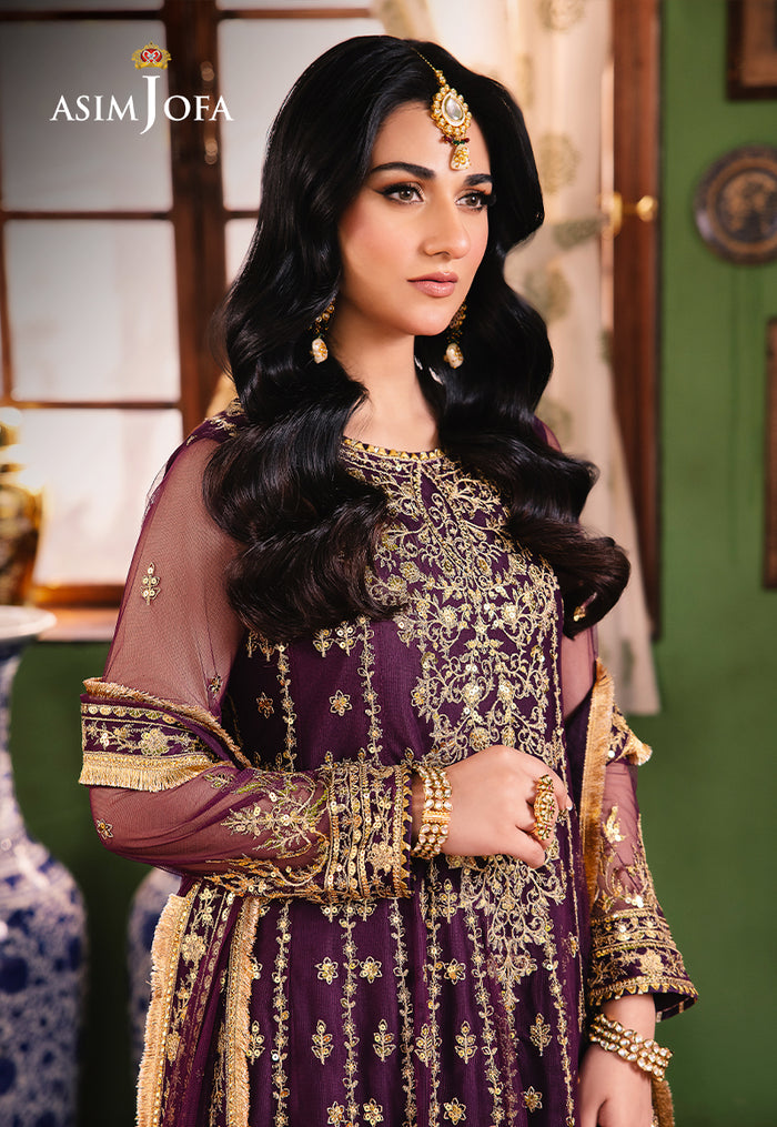 ASIM JOFA LUXURY WEDDING EMBROIDERED NET FROK - 3 PC UNSTITCHED