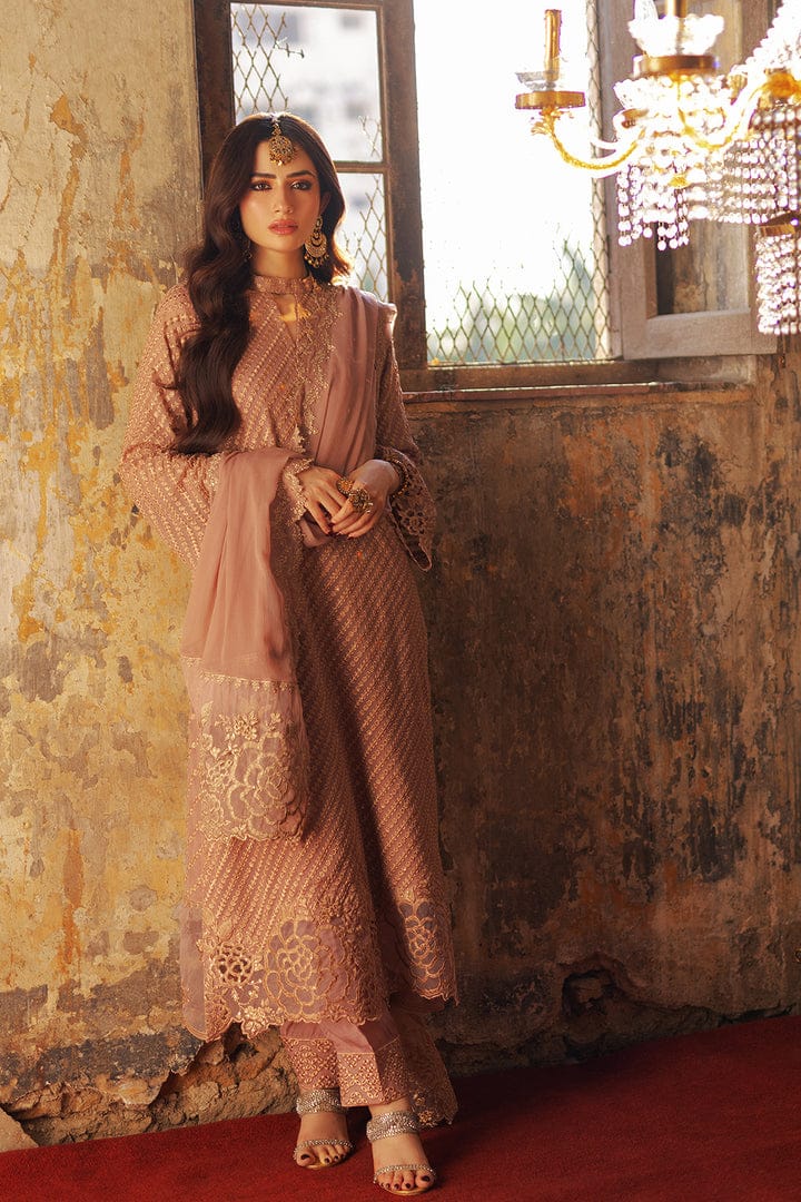 AZURE SEMI PURE CHIFFON EMBROIDERED 3 - PC UNSTITCHED