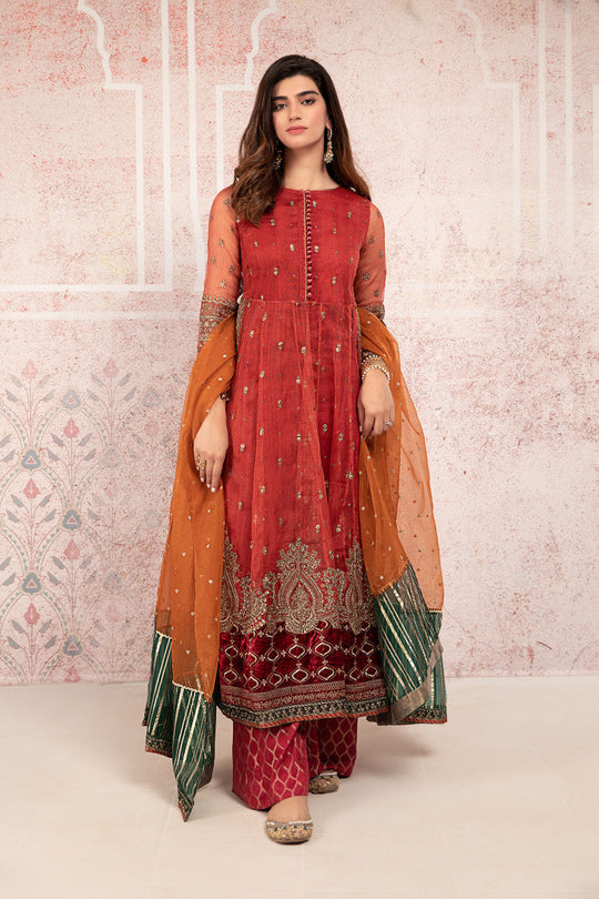 MARIA B LUXURY EMBROIDERED KHADDI NET - 3 PC UNSTITCHED