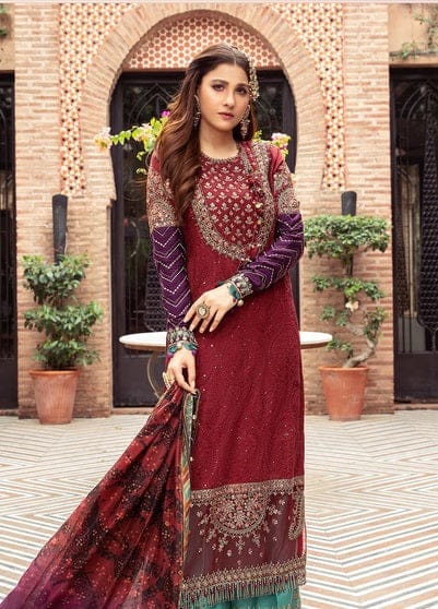 MARIA.B LUXURY LAWN EMBROIDERED 3 PC UNSTITCHED COLLECTION SATEEN D-1