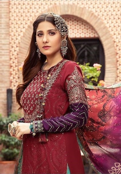 MARIA.B LUXURY LAWN EMBROIDERED 3 PC UNSTITCHED COLLECTION SATEEN D-1