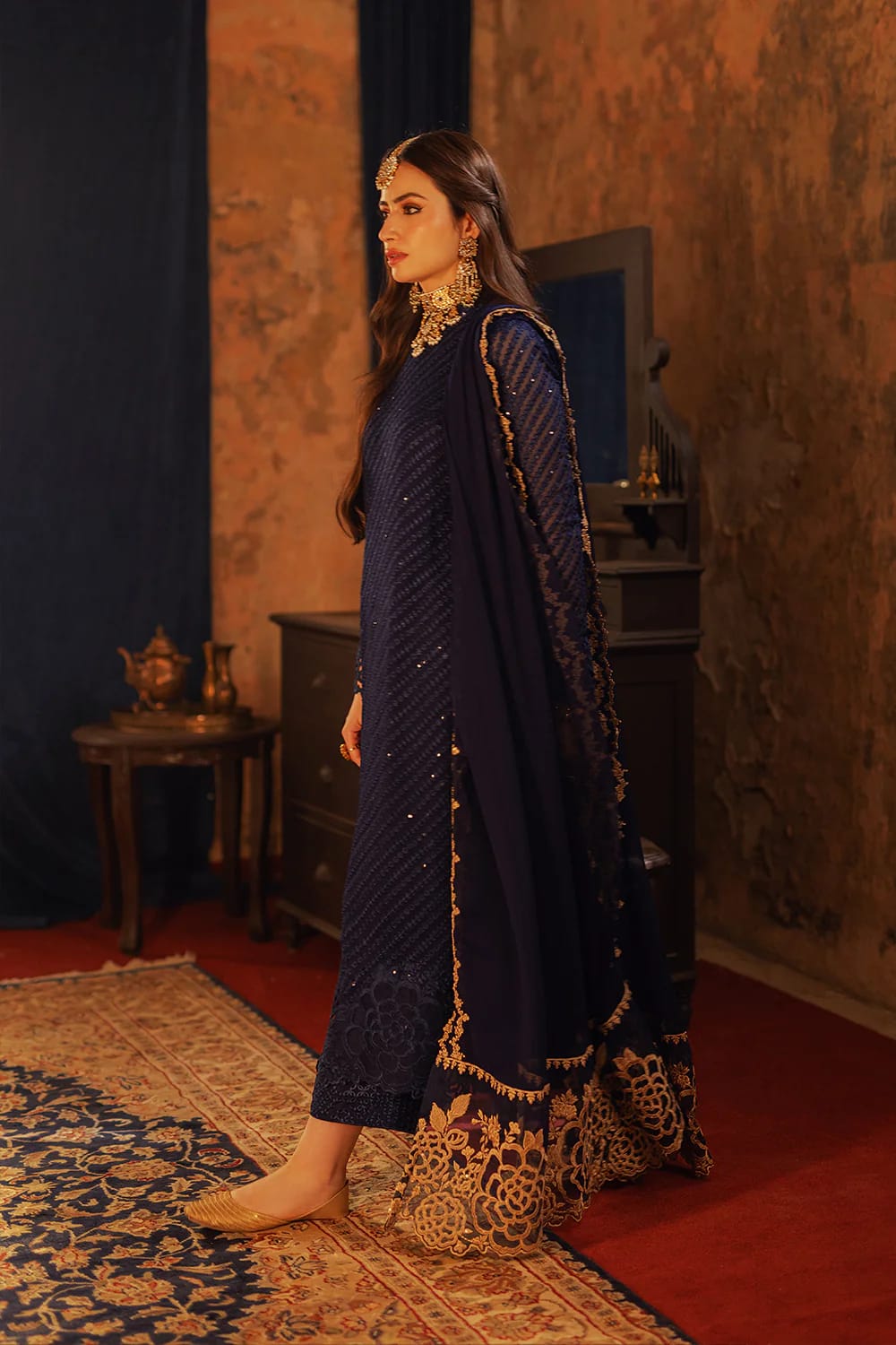 Azure Luxury Semi pure Chiffon Collection 3- PC Unstitched