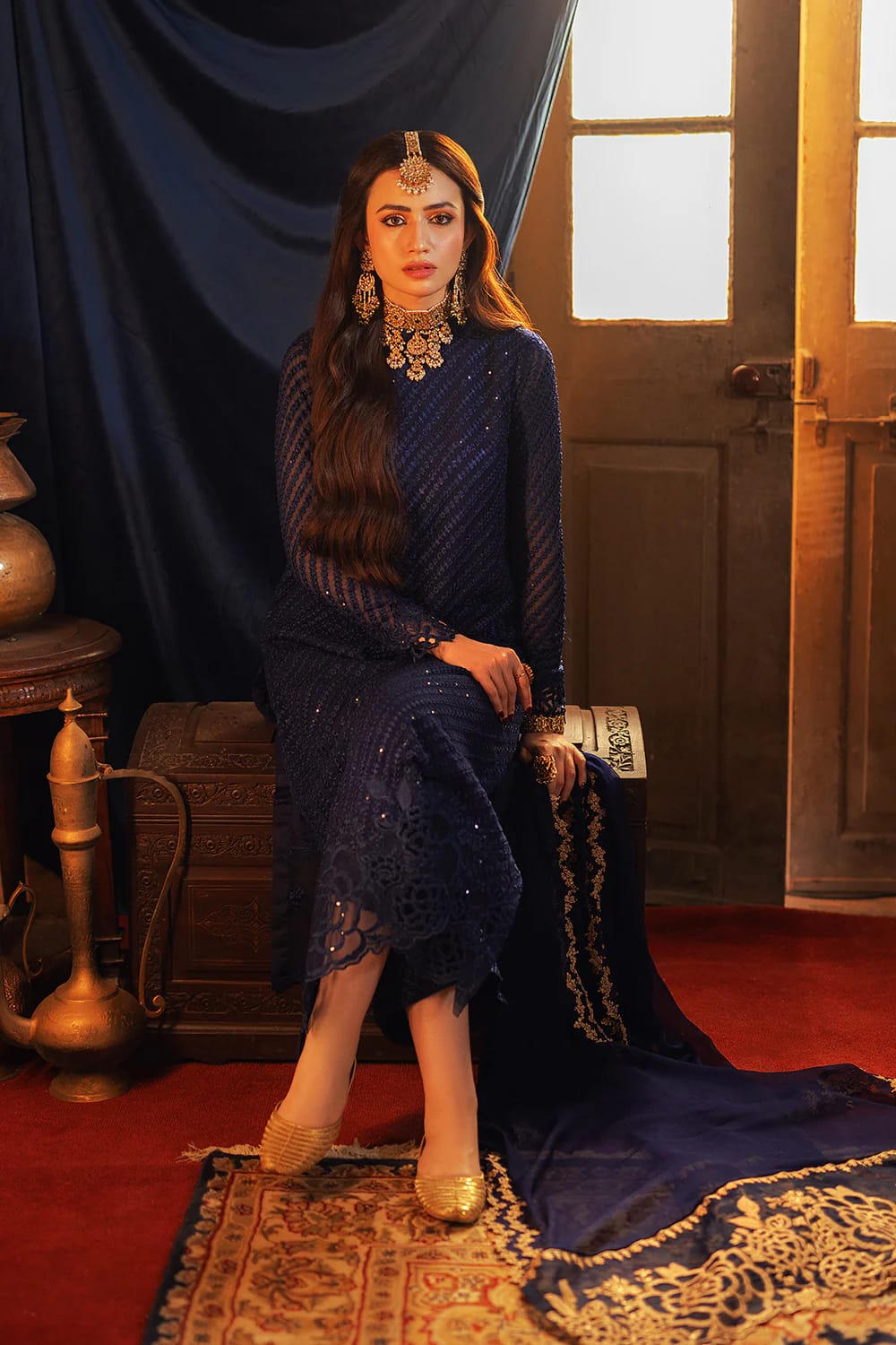 Azure Luxury Semi pure Chiffon Collection 3- PC Unstitched