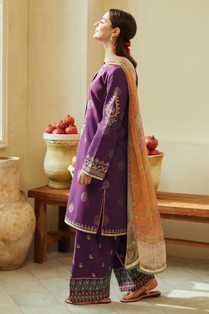 Zara shah Jahan Luxury Chikankari Lawn with khadii net duppatta 3 pc Unstitched Suit